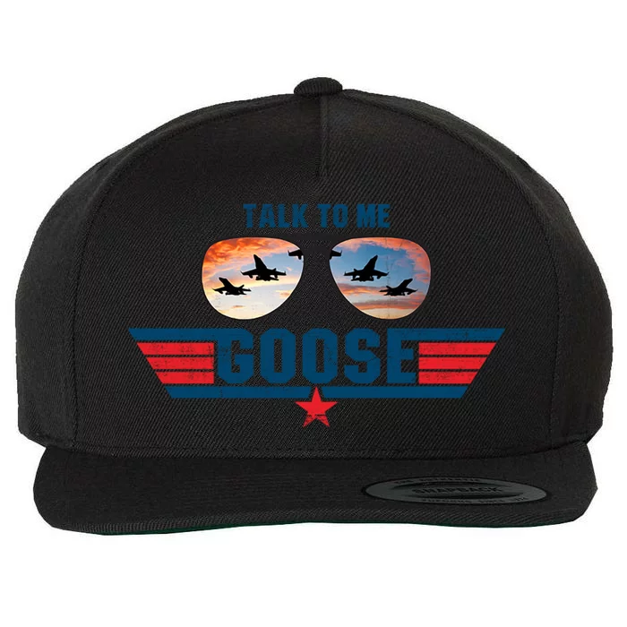 Talk To Me Goose Jet Fighter Sunglasses Wool Snapback Cap