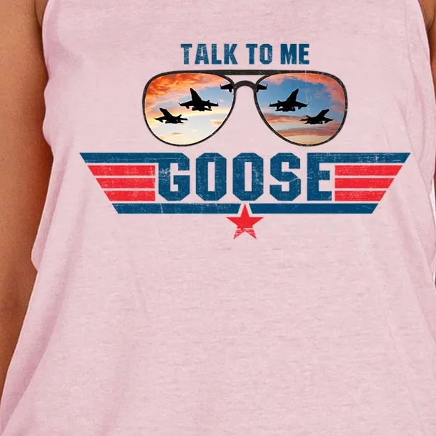 Talk To Me Goose Jet Fighter Sunglasses Women's Knotted Racerback Tank