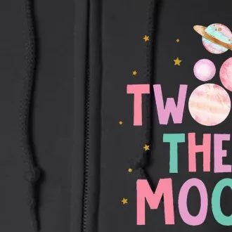 Two The Moon Birthday Outfit Girl 2 Year Old 2nd Bday Full Zip Hoodie