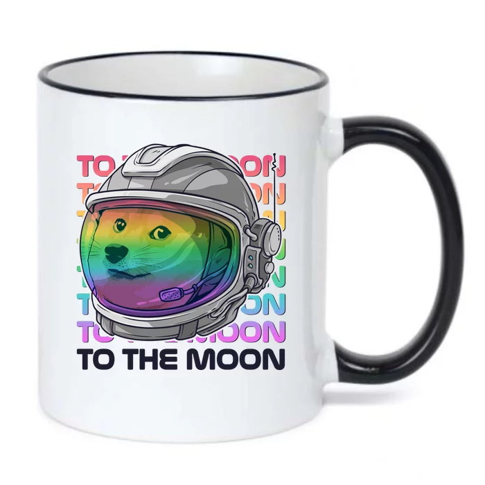 To The Moon Colorful Astronaut DOGE Cryptocurrency Black Color Changing Mug