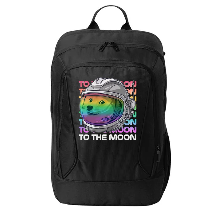 To The Moon Colorful Astronaut DOGE Cryptocurrency City Backpack