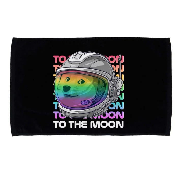 To The Moon Colorful Astronaut DOGE Cryptocurrency Microfiber Hand Towel