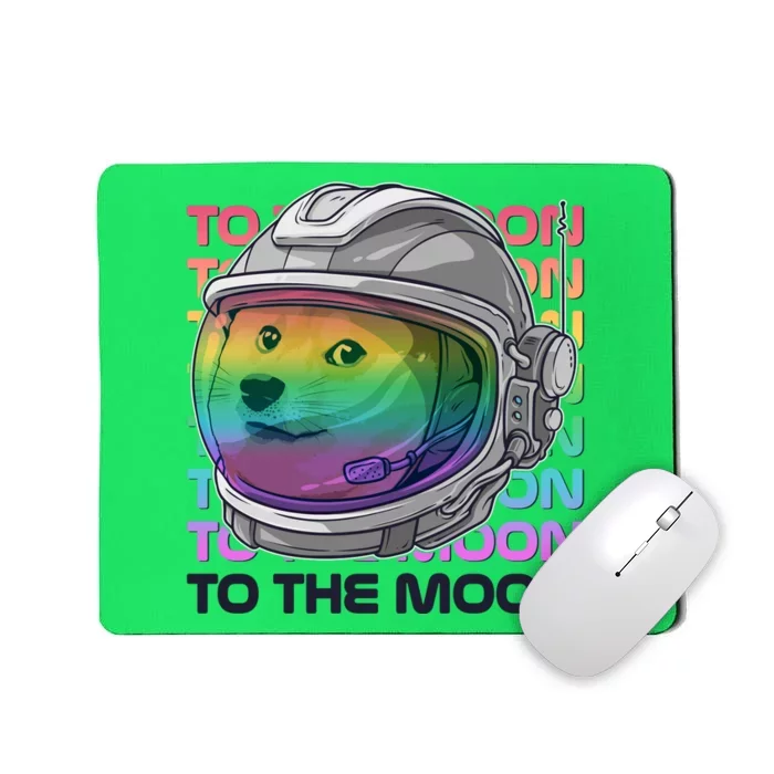 To The Moon Colorful Astronaut DOGE Cryptocurrency Mousepad