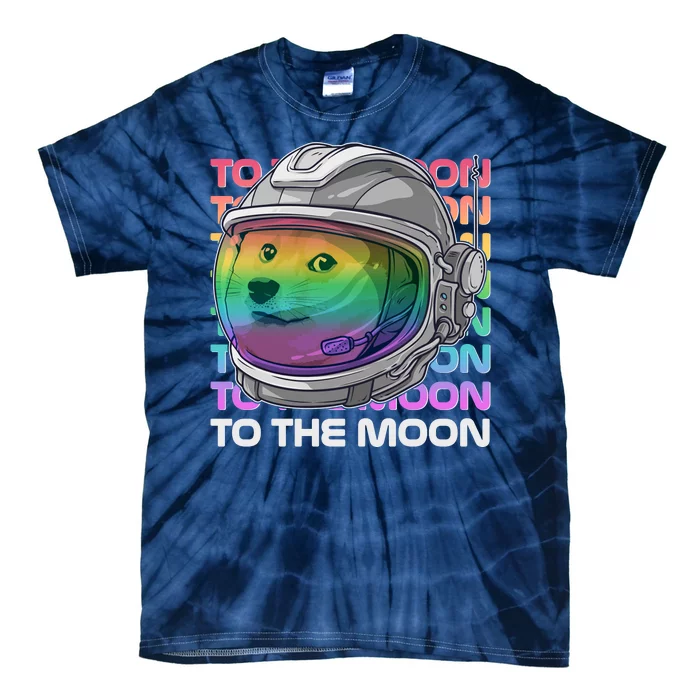 To The Moon Colorful Astronaut DOGE Cryptocurrency Tie-Dye T-Shirt