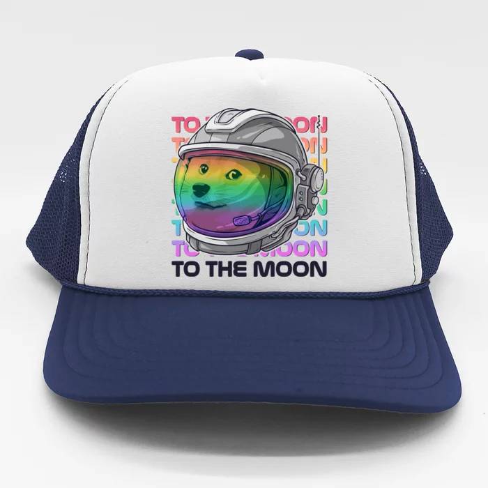 To The Moon Colorful Astronaut DOGE Cryptocurrency Trucker Hat