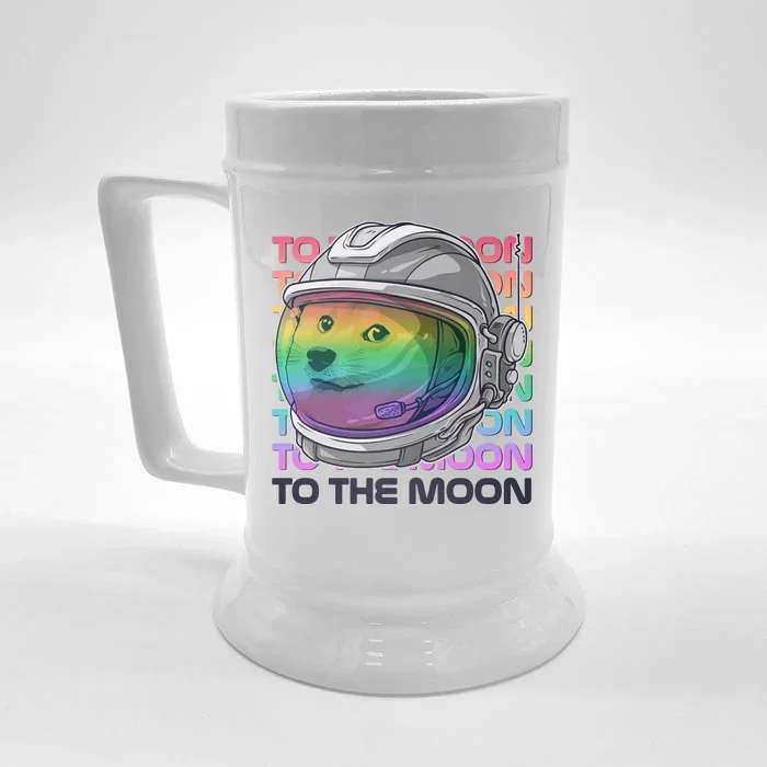 To The Moon Colorful Astronaut DOGE Cryptocurrency Front & Back Beer Stein