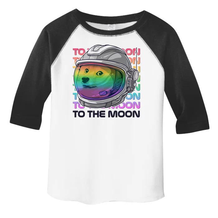 To The Moon Colorful Astronaut DOGE Cryptocurrency Toddler Fine Jersey T-Shirt