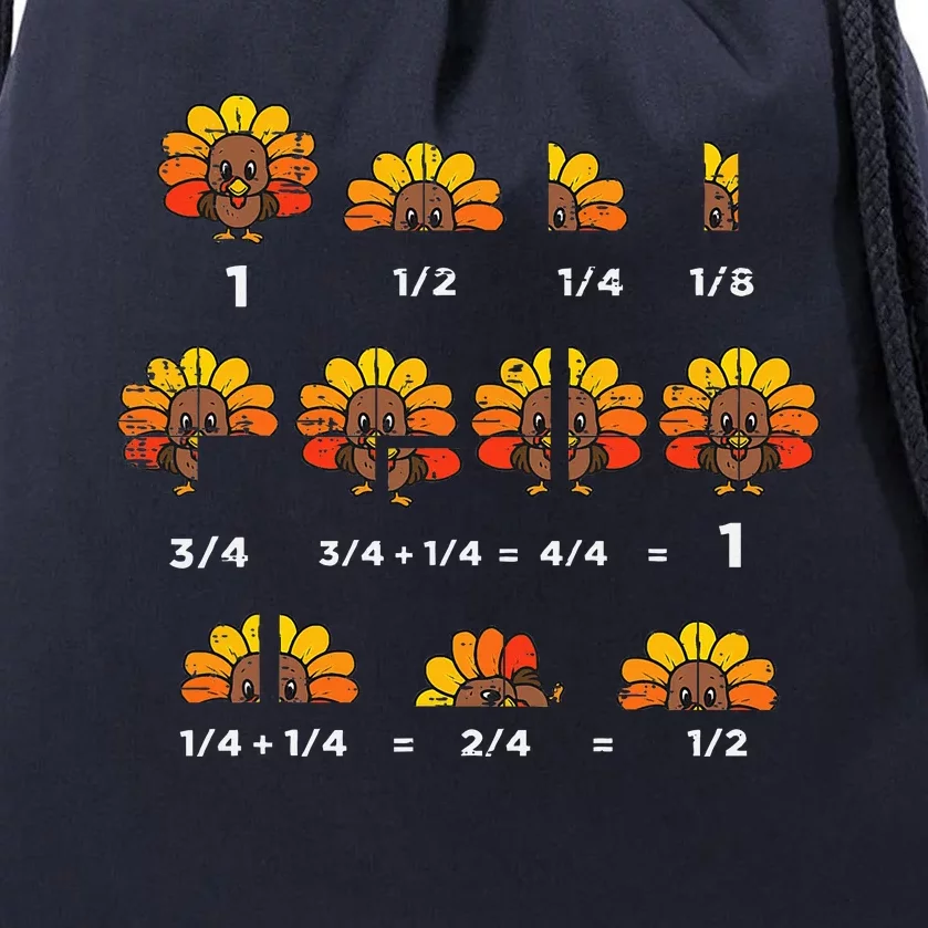 Thanksgiving Turkey Math Fraction Funny Teacher Drawstring Bag