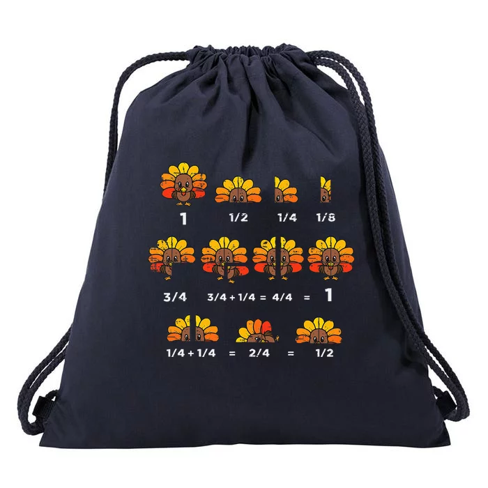 Thanksgiving Turkey Math Fraction Funny Teacher Drawstring Bag