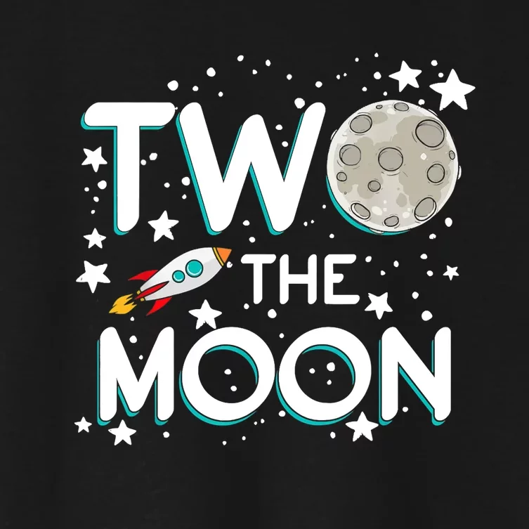 Two The Moon 2nd Birthday For 2 Year Old Women's Crop Top Tee