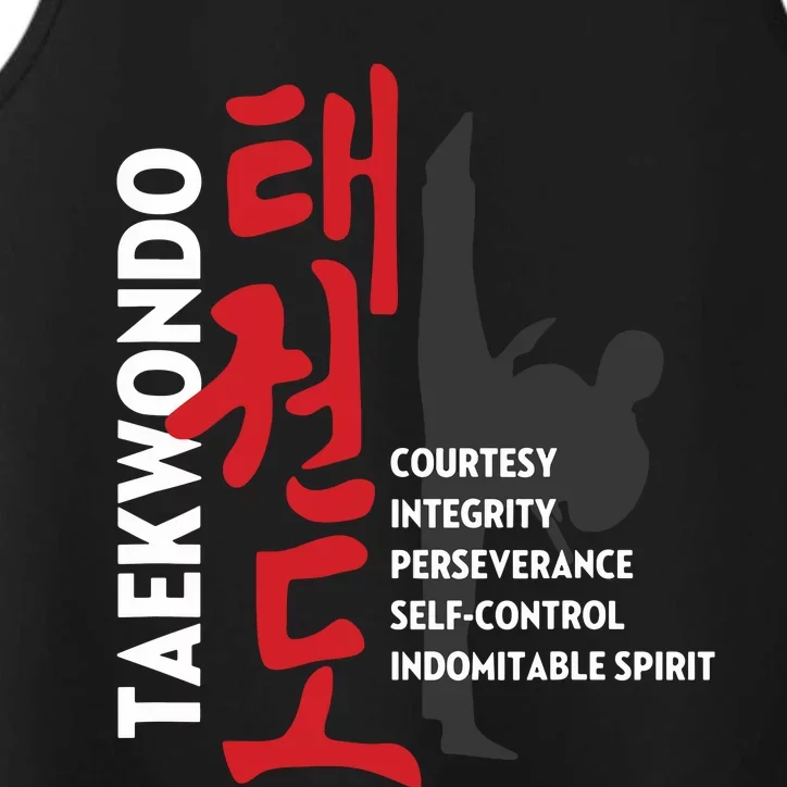 Taekwondo Tenets Martial Arts Graphic Tee Performance Tank