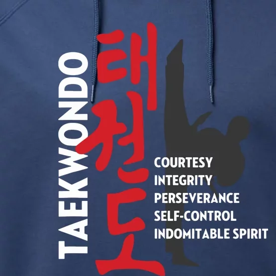 Taekwondo Tenets Martial Arts Graphic Tee Performance Fleece Hoodie