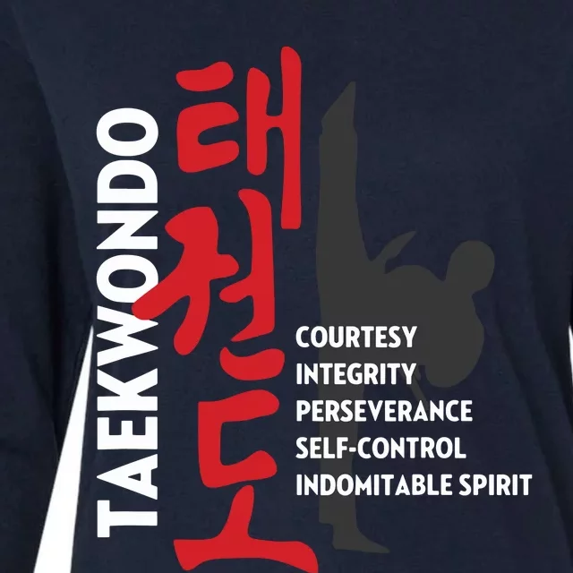 Taekwondo Tenets Martial Arts Graphic Tee Womens Cotton Relaxed Long Sleeve T-Shirt