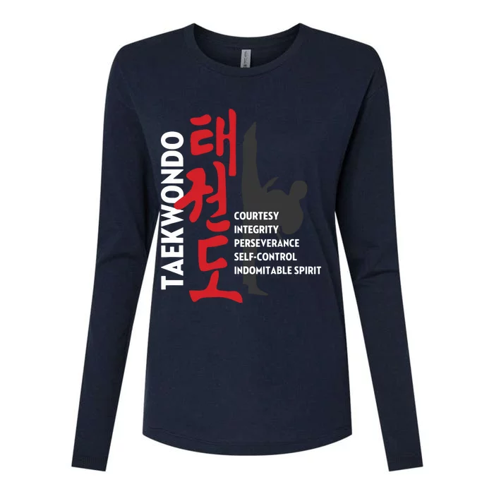 Taekwondo Tenets Martial Arts Graphic Tee Womens Cotton Relaxed Long Sleeve T-Shirt