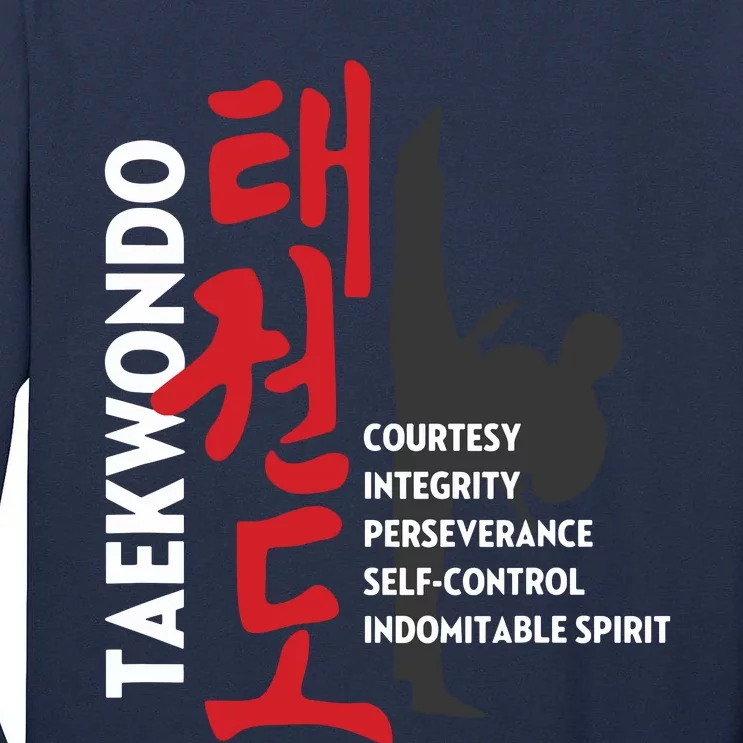 Taekwondo Tenets Martial Arts Graphic Tee Tall Long Sleeve T-Shirt