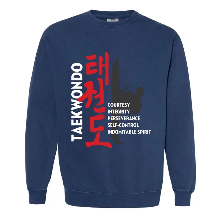 Taekwondo Tenets Martial Arts Graphic Tee Garment-Dyed Sweatshirt