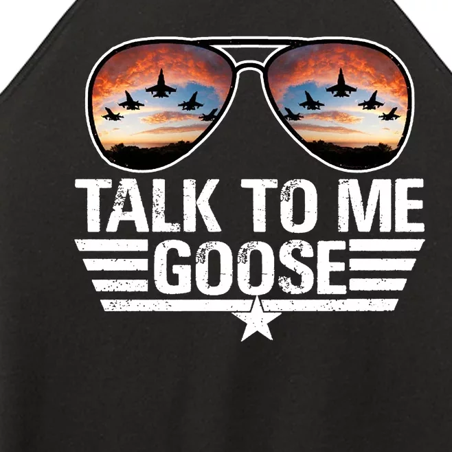 Talk To Me Goose Sunglasses Sky Jet Fighter Flying Women’s Perfect Tri Rocker Tank