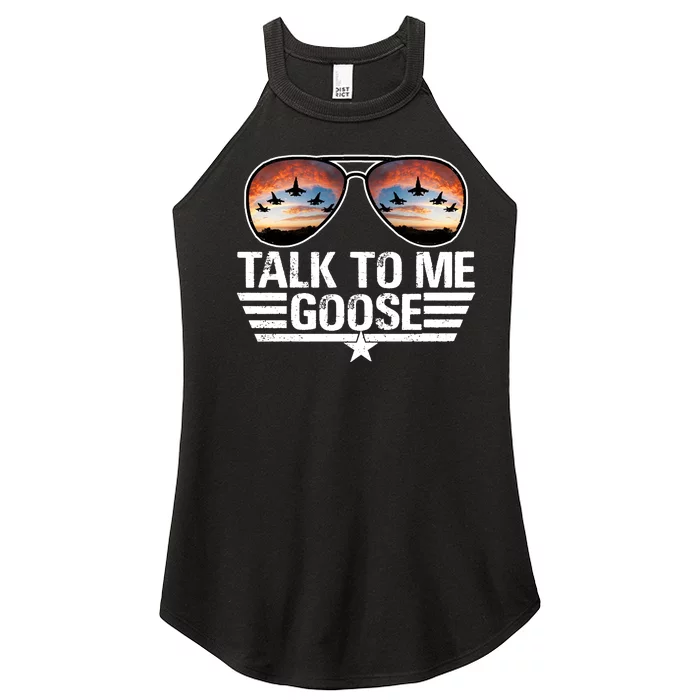 Talk To Me Goose Sunglasses Sky Jet Fighter Flying Women’s Perfect Tri Rocker Tank