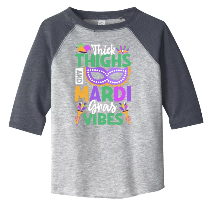 Thick Thighs Mardi Gras Vibes New Orleans Party Graphic Toddler Fine Jersey T-Shirt