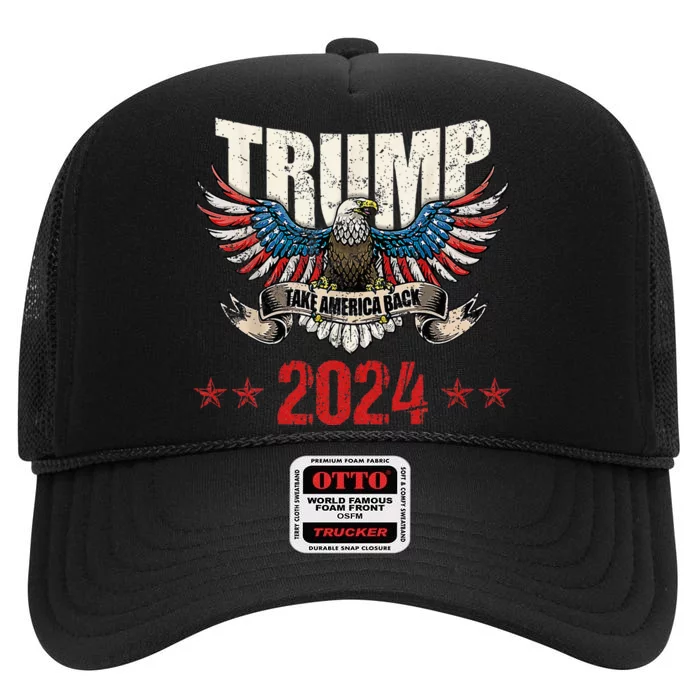 Team Trump Maga Trump Support Republican Gift High Crown Mesh Trucker Hat