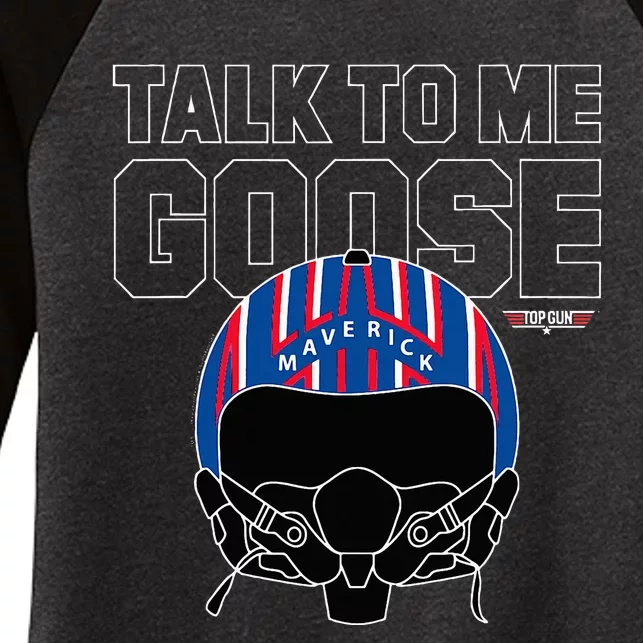 Talk To Me Goose Maverick Helmet Women's Tri-Blend 3/4-Sleeve Raglan Shirt