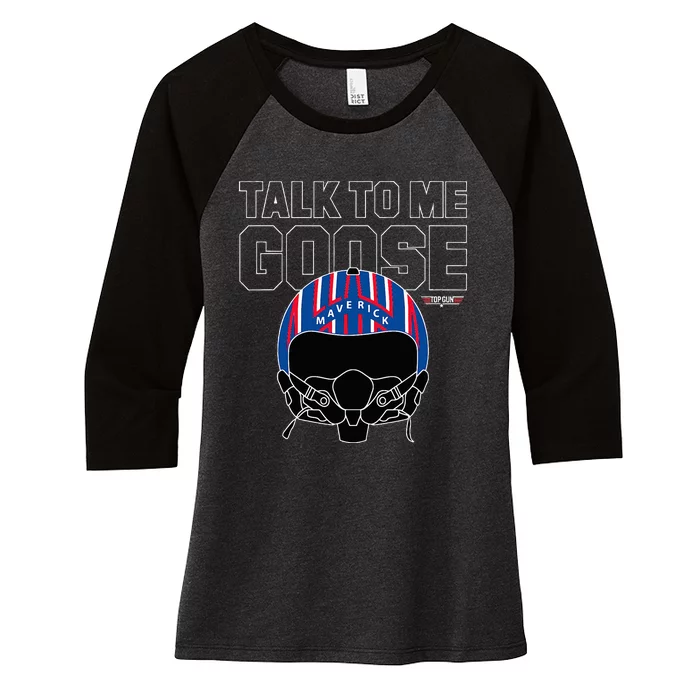 Talk To Me Goose Maverick Helmet Women's Tri-Blend 3/4-Sleeve Raglan Shirt