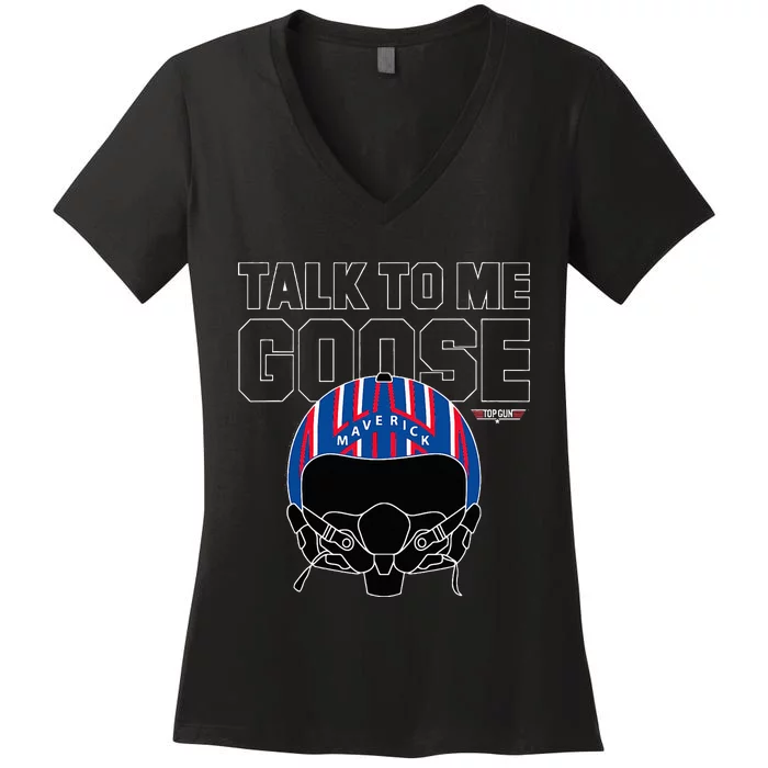 Talk To Me Goose Maverick Helmet Women's V-Neck T-Shirt