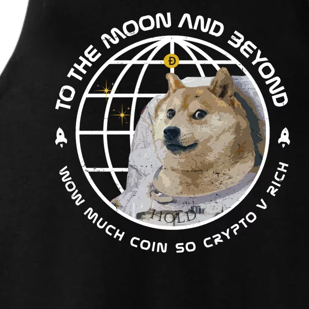 To The Moon And Beyond Doge Coin Crypto Ladies Tri-Blend Wicking Tank