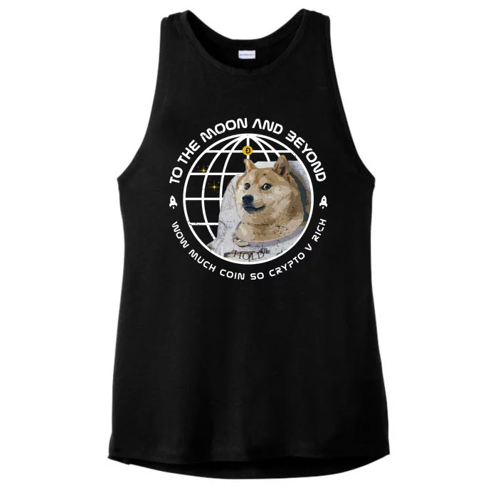 To The Moon And Beyond Doge Coin Crypto Ladies Tri-Blend Wicking Tank