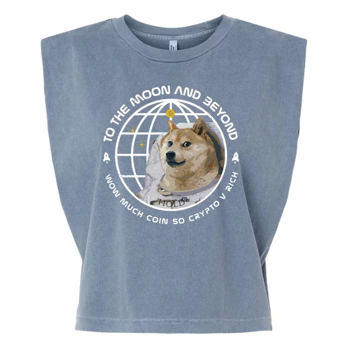 To The Moon And Beyond Doge Coin Crypto Garment-Dyed Women's Muscle Tee