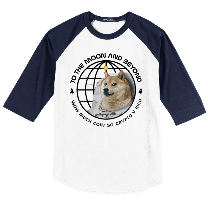 To The Moon And Beyond Doge Coin Crypto Baseball Sleeve Shirt