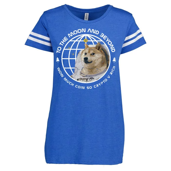 To The Moon And Beyond Doge Coin Crypto Enza Ladies Jersey Football T-Shirt