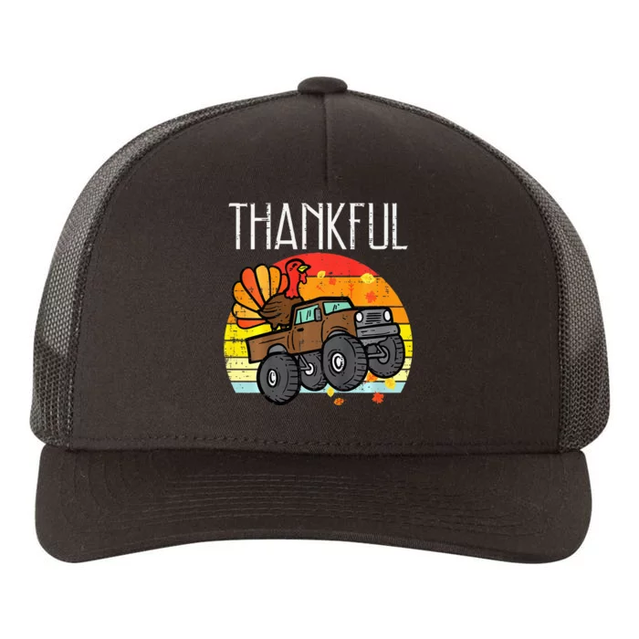 Thankful Turkey Monster Truck Retro Thanksgiving Yupoong Adult 5-Panel Trucker Hat