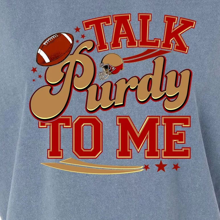 Talk Purdy To Me Football Purty Sports Fan Garment-Dyed Women's Muscle Tee