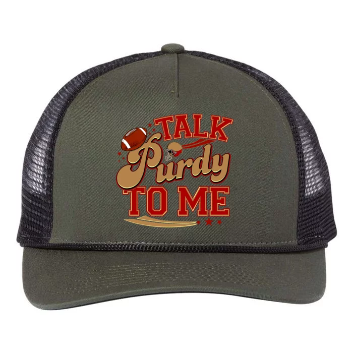 Talk Purdy To Me Football Purty Sports Fan Retro Rope Trucker Hat Cap