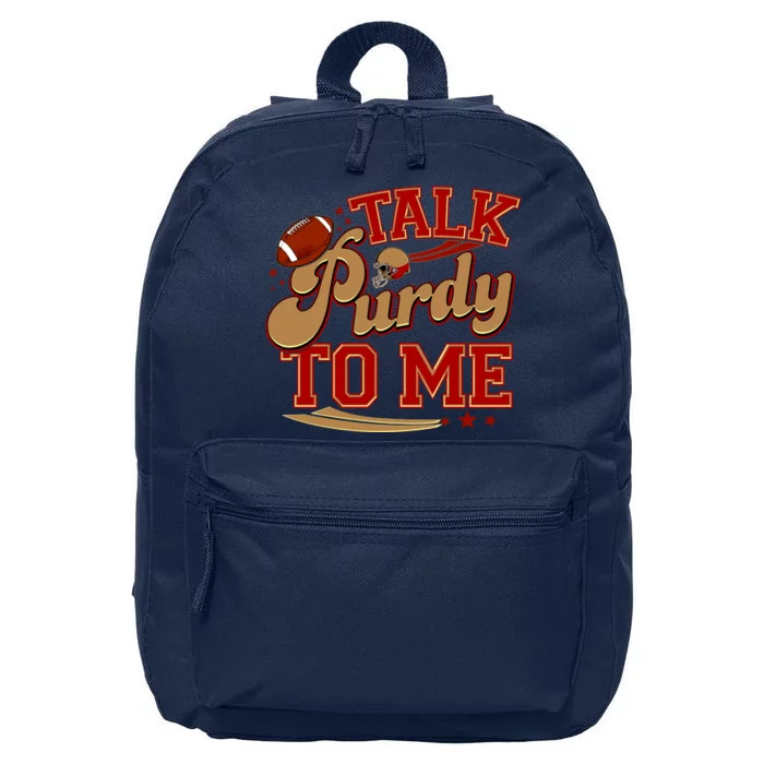 Talk Purdy To Me Football Purty Sports Fan 16 in Basic Backpack