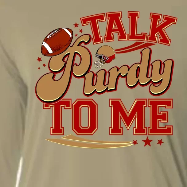 Talk Purdy To Me Football Purty Sports Fan Cooling Performance Long Sleeve Crew