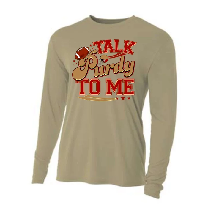 Talk Purdy To Me Football Purty Sports Fan Cooling Performance Long Sleeve Crew