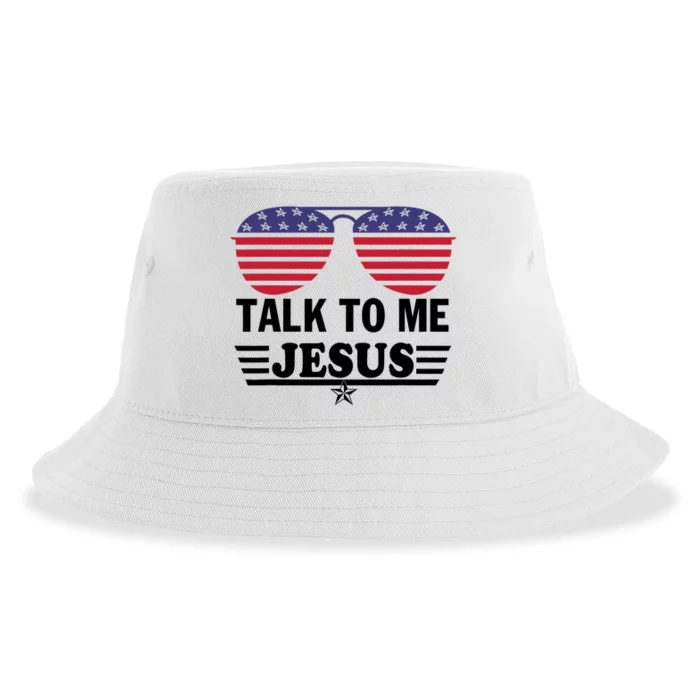 Talk To Me Jesus Glasses US Flag Sustainable Bucket Hat