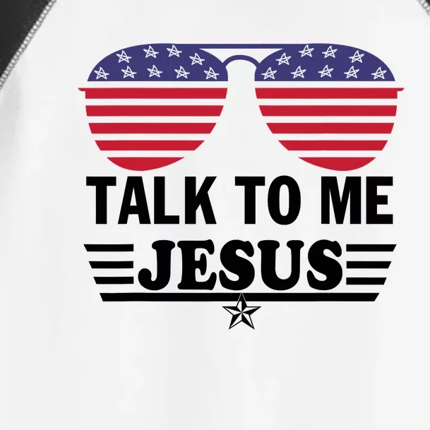 Talk To Me Jesus Glasses US Flag Toddler Fine Jersey T-Shirt