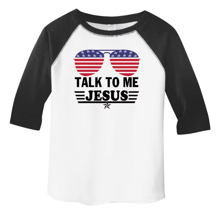 Talk To Me Jesus Glasses US Flag Toddler Fine Jersey T-Shirt