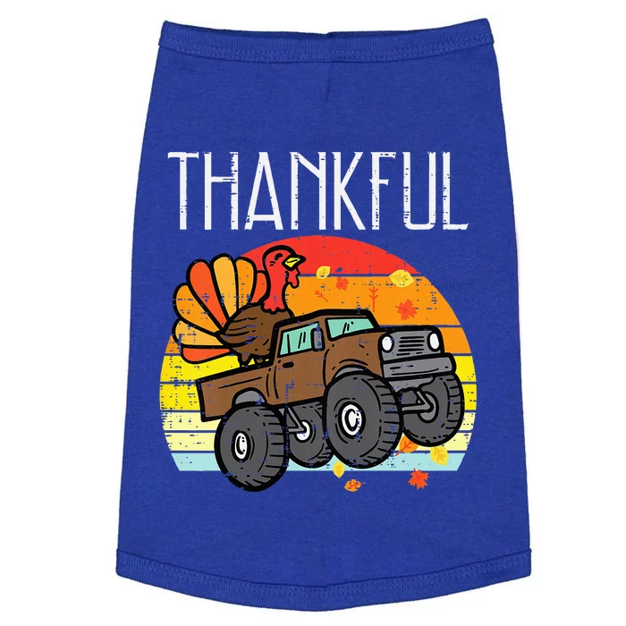 Thankful Turkey Monster Truck Retro Thanksgiving Doggie Tank