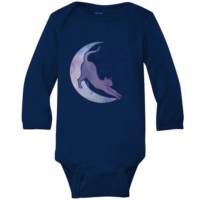 To The Moon And Back Witch Moon Kitten Cats Gift Baby Long Sleeve Bodysuit