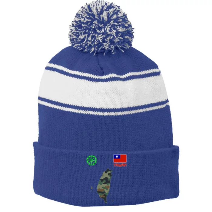 Taiwan Taiwan Map Taiwan Flag Flag Of Taiwan Gift Stripe Pom Pom Beanie