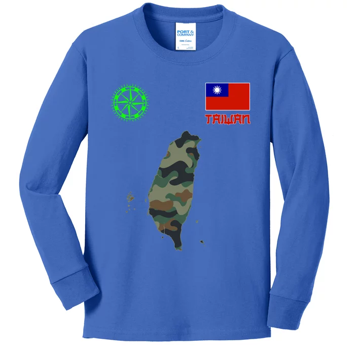 Taiwan Taiwan Map Taiwan Flag Flag Of Taiwan Gift Kids Long Sleeve Shirt