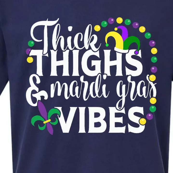 Thick Thighs Mardi Gras Vibes Fleur De Lis Mardi Gras Sueded Cloud Jersey T-Shirt