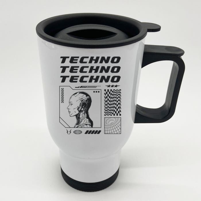 Techno  Techno Music Front & Back Stainless Steel Travel Mug