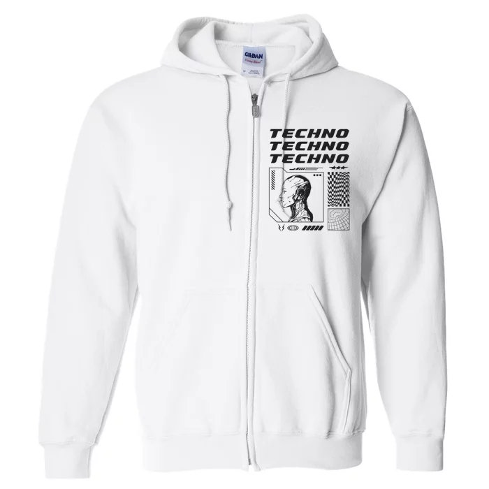 Techno  Techno Music Full Zip Hoodie