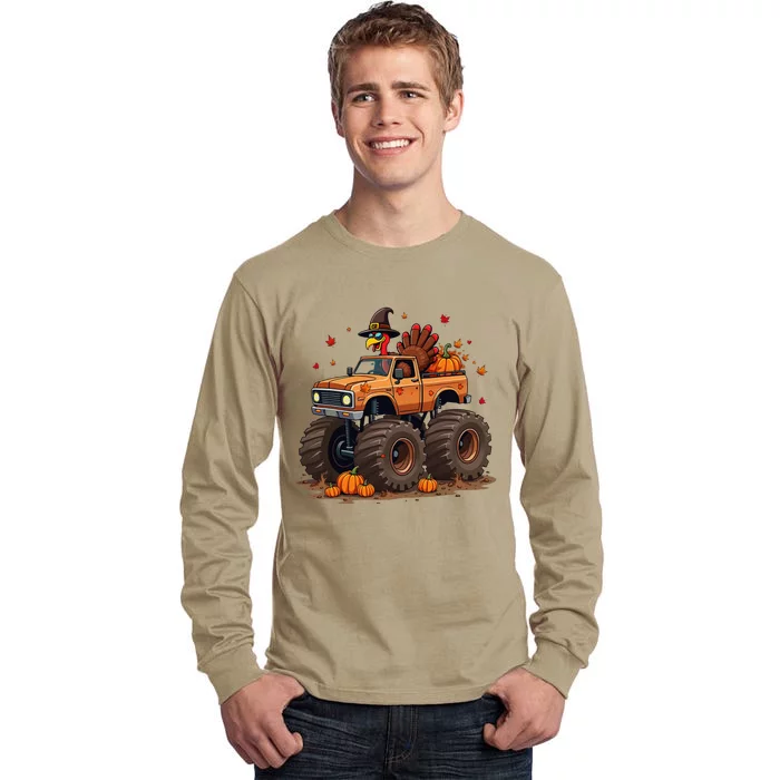 Thanksgiving Turkey Monster Truck Gift Tall Long Sleeve T-Shirt