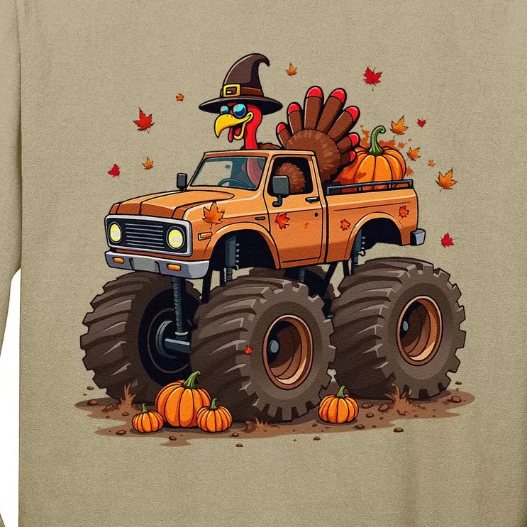 Thanksgiving Turkey Monster Truck Gift Tall Long Sleeve T-Shirt